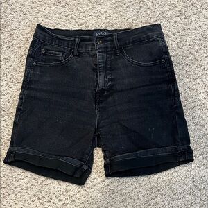 Cuffed Black Jean Shorts